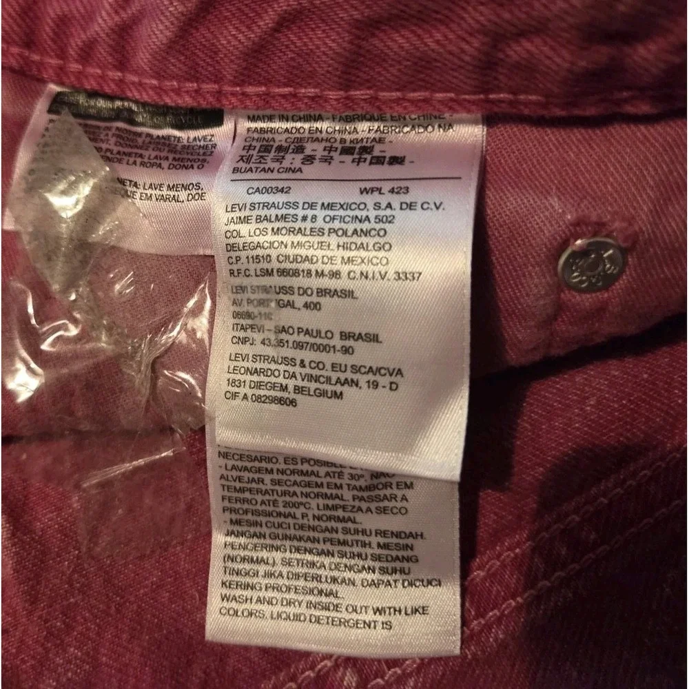 Vintage LEVI Levis Shorts 569 Sz 34 Pink Red White Wash Loose Straight Denim